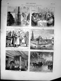 Old Print Festivities Moscow Banquet Kremlin Train Restaurant Organ 1874 19th