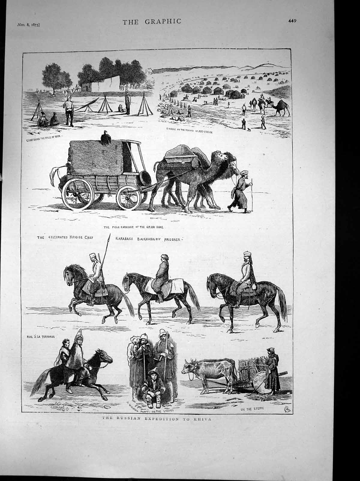 Old Russian Expedition Khiva Field Carriage Kirgise Chief Steppe 1873 Victorian