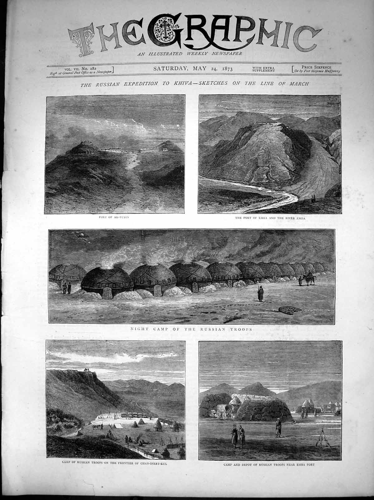 Old Russian Expedition Khiva Line March Fort Ak Tubin Emba Camp 1873 Victorian