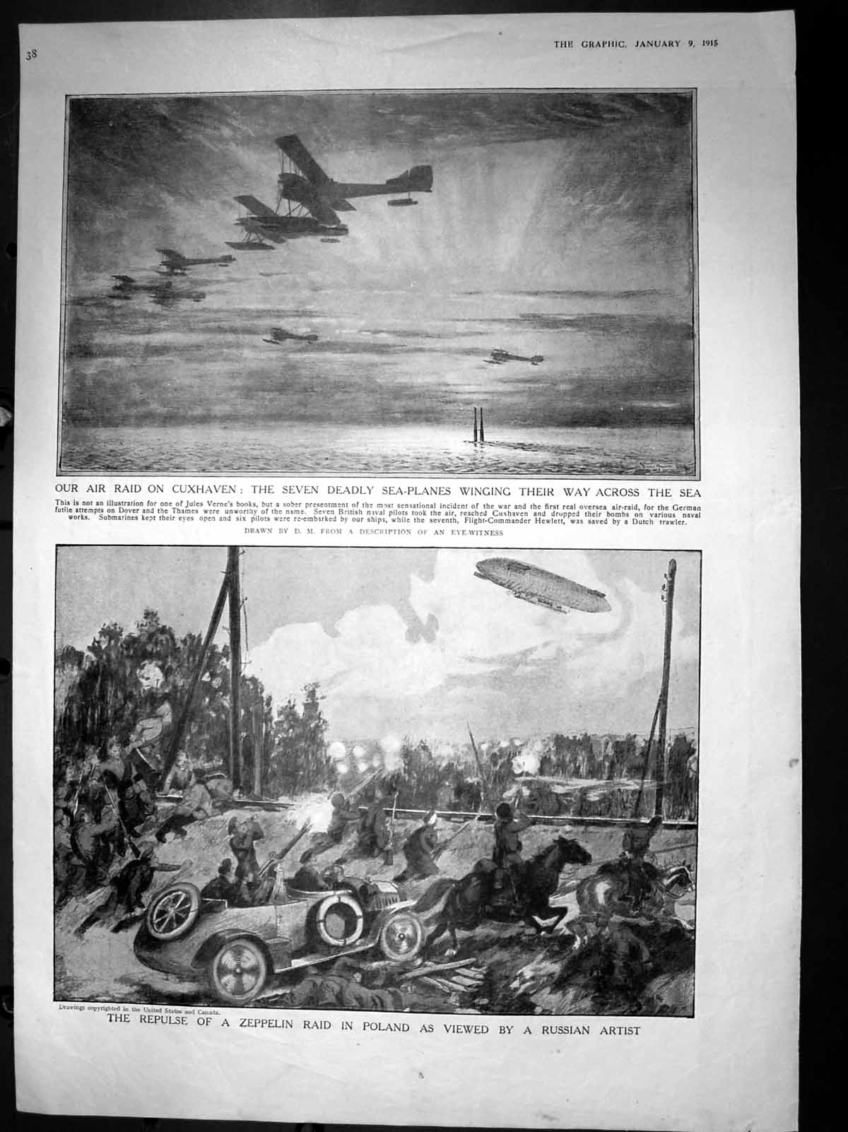 Old Raid Cuxhaven Sea Planes Across Sea Repulse Zeppelin Raid Poland