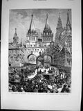 Antique Print Czar Moscow Entry Czar Czarina Into Kremlin Crowds Watch 1882