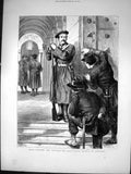 Antique Print Rome Outside Vatican No Admittance Except Business Guard 1872