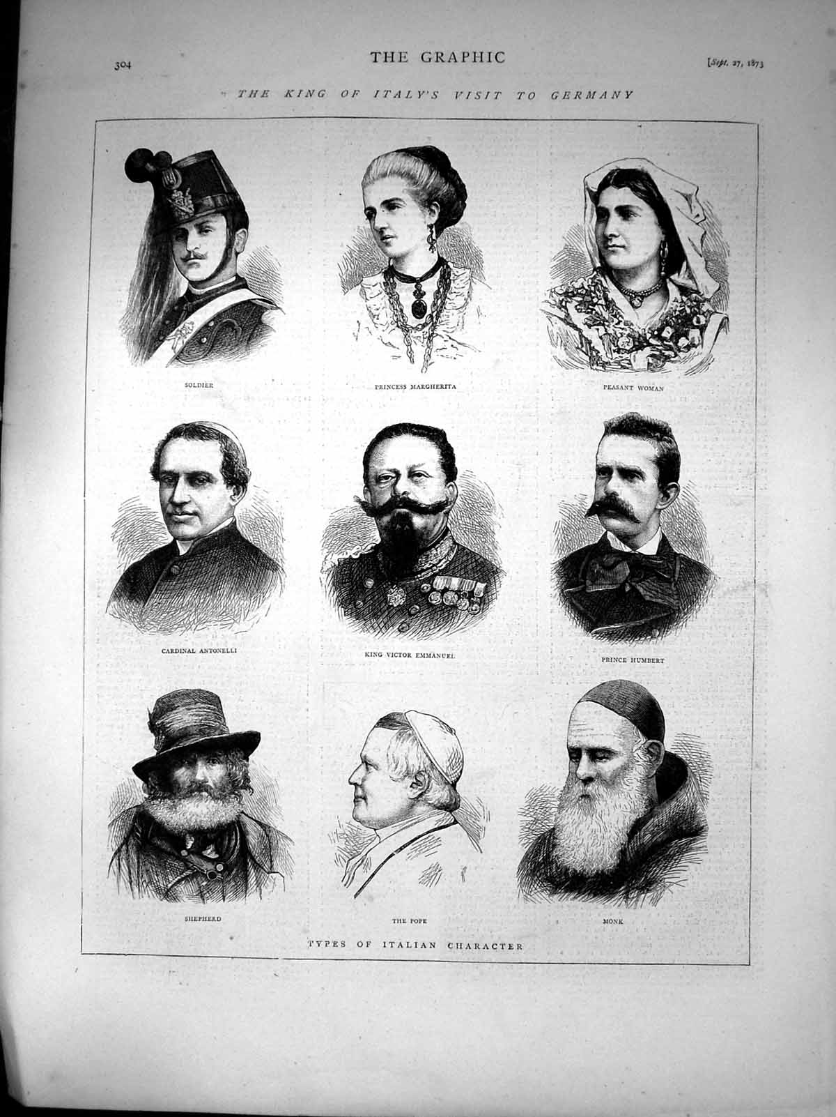 Old King Italy Germany King Victor Emmanuel Princess Margherita 1873 Victorian