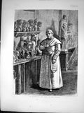 Antique Old Print Il Penseroso Pope Vatican Looking Statues Heads Rome 1872