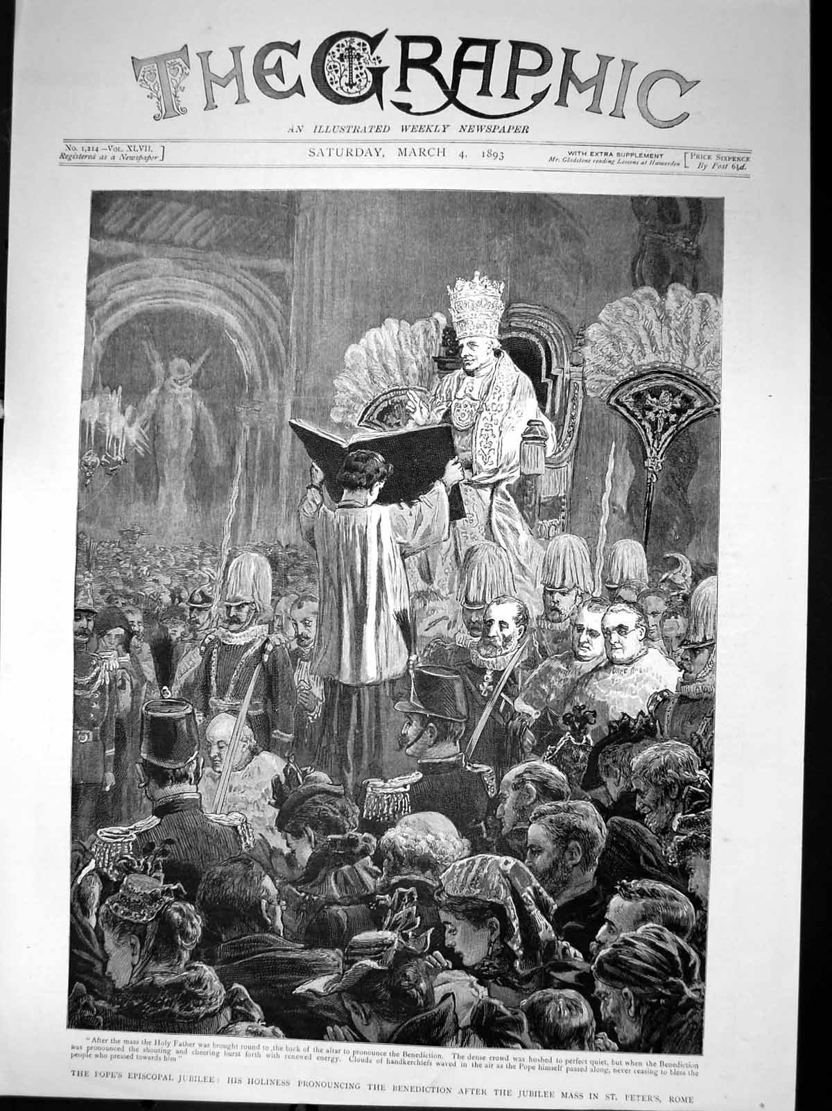 Old Popes Episcopal Jubilee Pronouncing Benediction Mass St Peters 18 Victorian