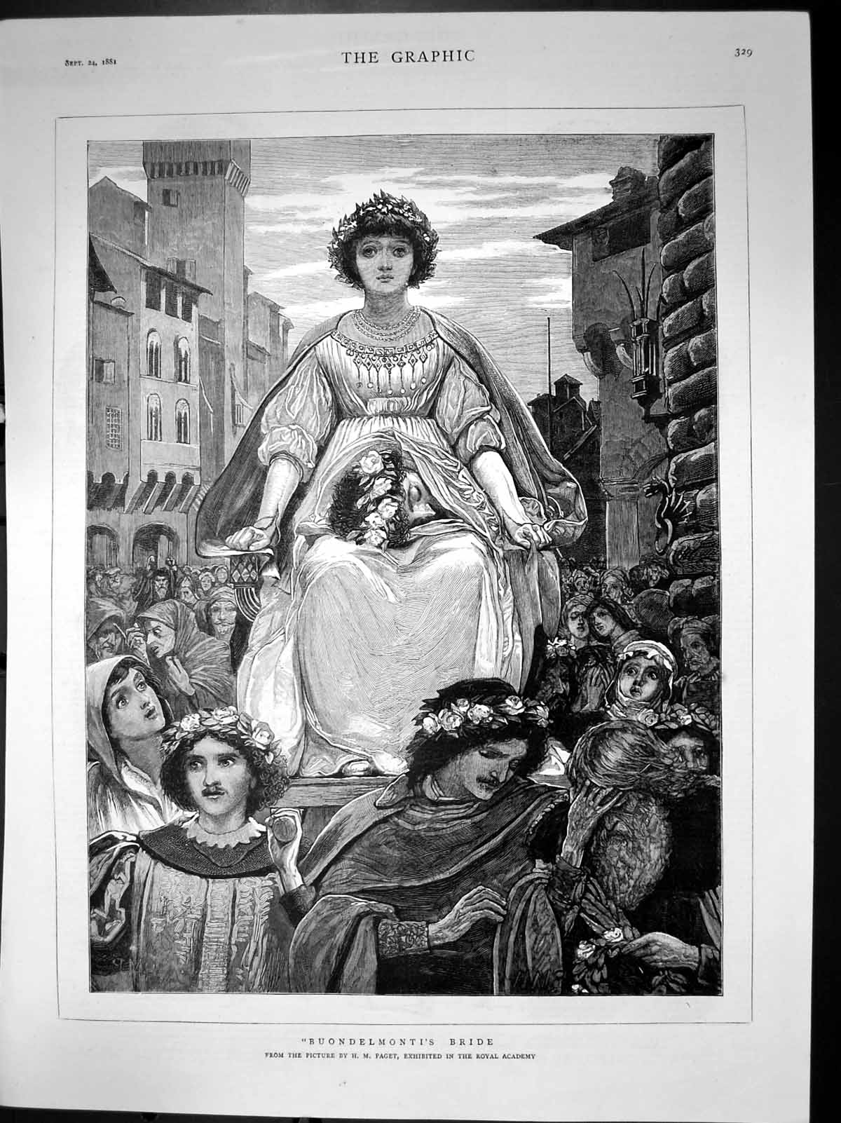 Antique Print Buondelmontis Bride Wellwishers H M Paget Royal Academy 1881 19th
