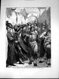 Old Antique Print Italian Siers Roman Priests Who Shall Go To Wall 1872 19th