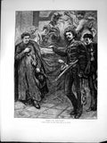 Antique Old Print Rome In Sanctuary Before Holy Water Basin St Peters 1872 19th