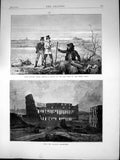 Antique Old Print Rome Coliseum Illuminated Sketch Last Meet Roman Hunt 1872