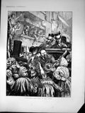Original Old Antique Print Carnival Contrast L'Allegro King In The Corso 1872