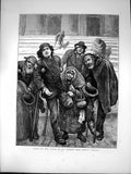 Antique Print Rome Steps St Peters Per Carita Signori Begging Injured 1872 19th