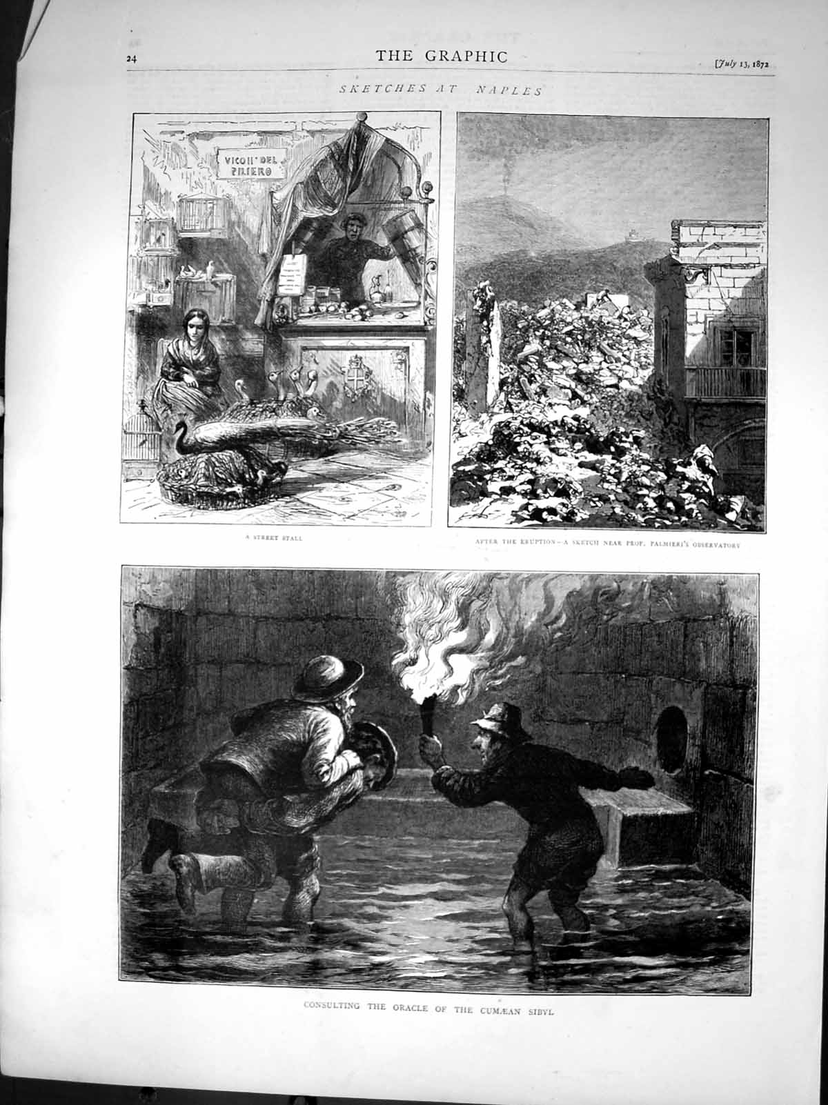Old Naples After Eruption Pr Palmieris Observatory Street Stall 1872 Victorian