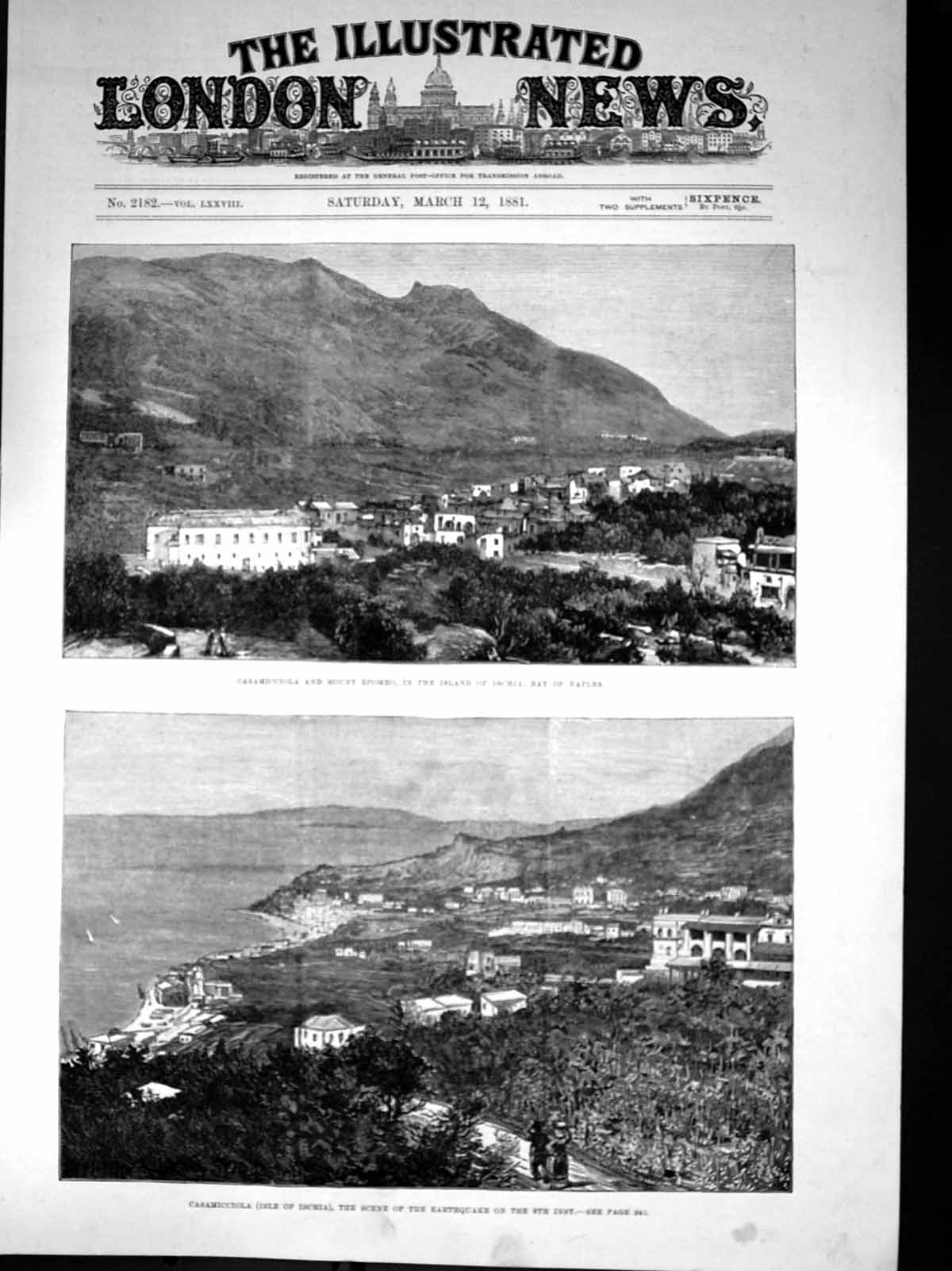 Old Casamicciola Mount Epomeo Island Ischia Bay Naples Earthquake 188 Victorian