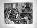 Original Old Antique Print Taking Waters Baden Baden Glasses Tray 1872 19th