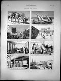 Old Cotton In Egypt Boat Nile Alexandria Arab Cotton Bale Camel 1873 Victorian
