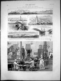 Old Print India Cafe Chantant Ismailia Red Sea Port Said Alexandria 1875 19th