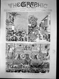 Antique Old Print Reception Prince Wales Cairo Khedive Shepheards Hotel 1889