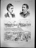 Old Antique Print Prince Wales Egypt Pyramids Gymkhana Meeting Races 1889 19th