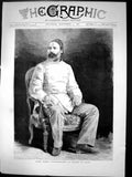 Antique Old Print Arabi Pasha Photographed In Prison At Cairo Portrait 1882
