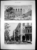 Old Print British Occupation Cairo Mahkemeh Court Cadi Rue D L'Hotel 1882 19th