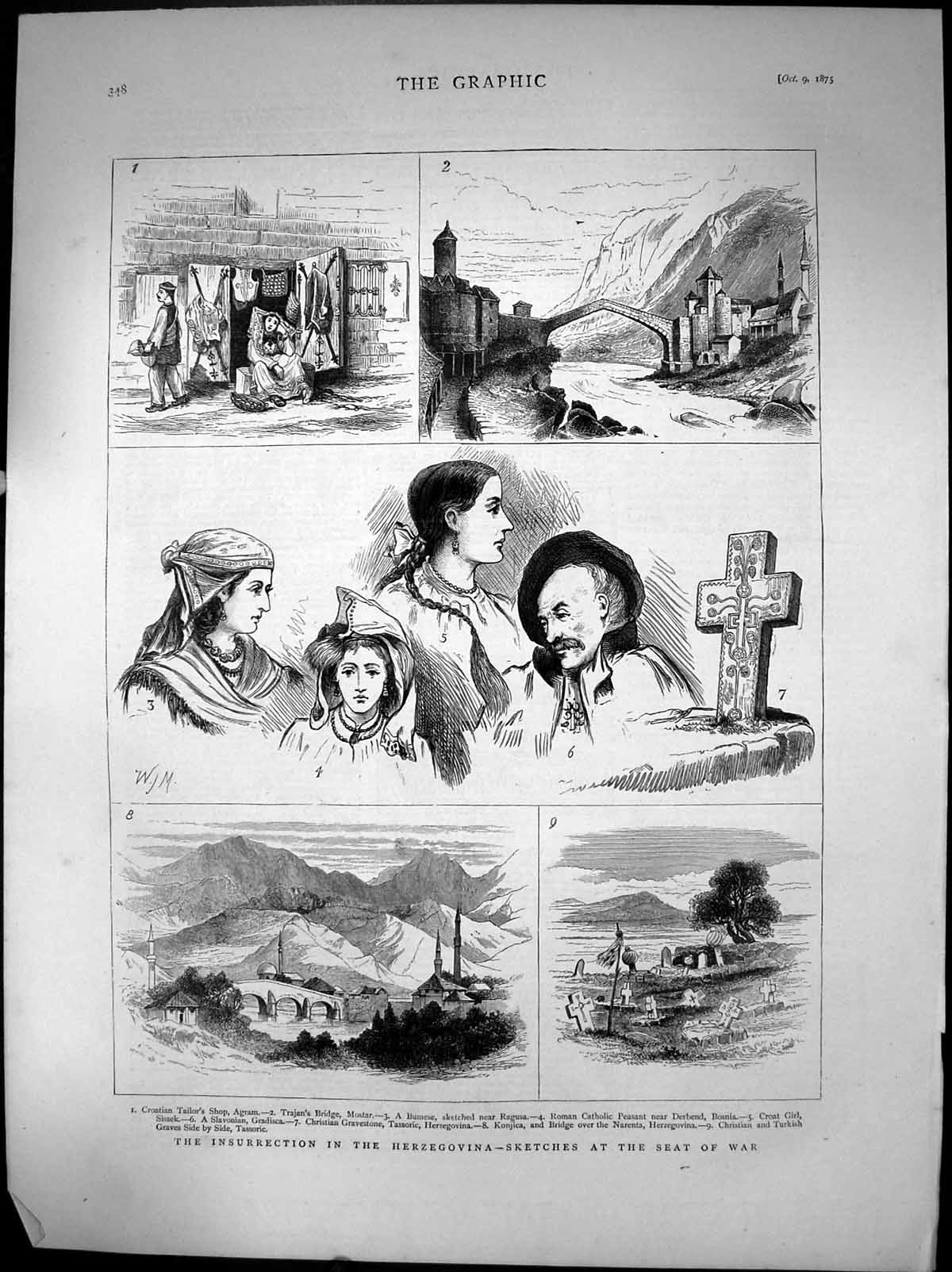 Antique Print Insurrection In Herzegovina Seat The War Croatia Bosnia 1875 19th