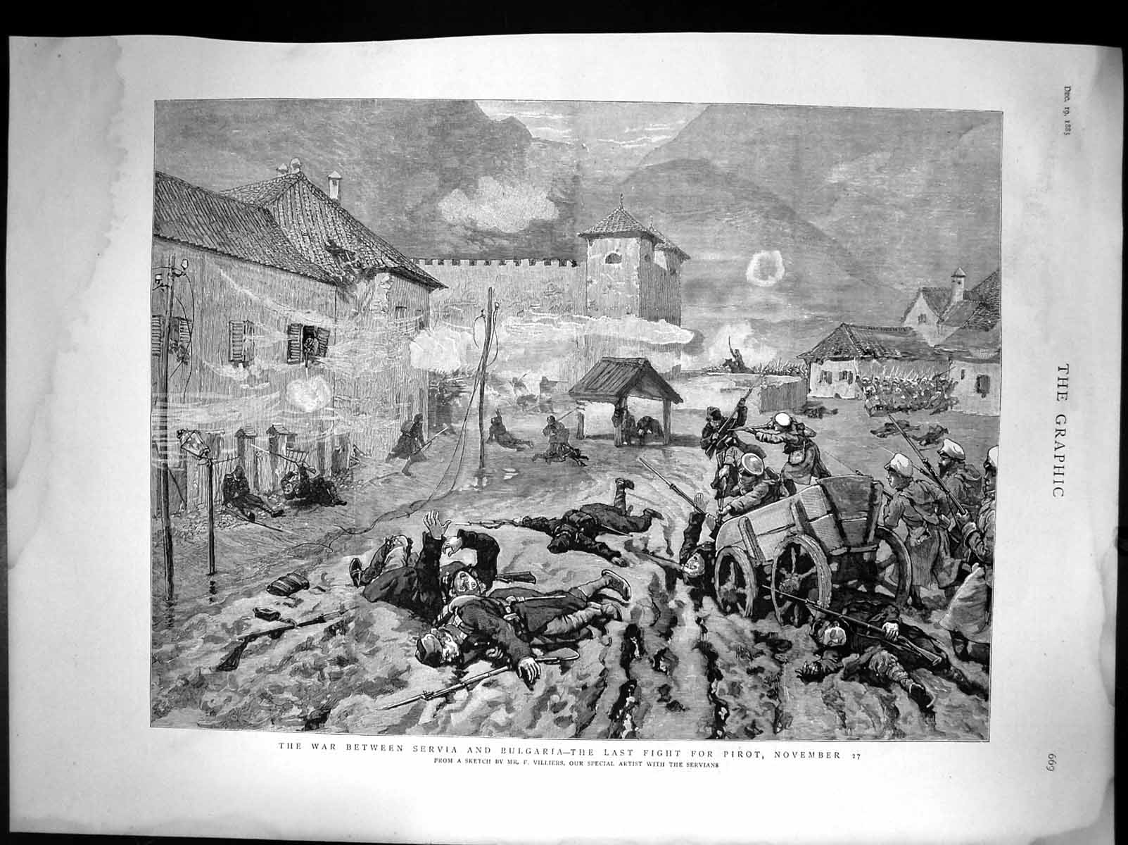 Antique Print War Between Servia And Bulgaria The Last Fight The Pirot 1885