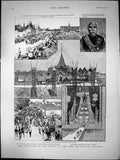 Old Antique Print The Cremation The Uncle The King Siam At Bangkok 1887 19th
