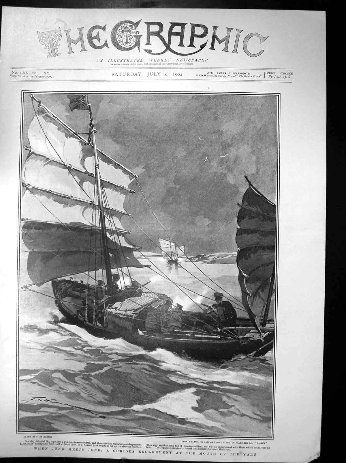 Old Print When Junk Meets Junk Curious Engagement At Mouth The Yalu 1904 20th