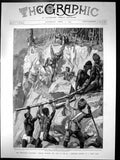 Old Chin-Lushai Expedition Coolies Carrying Guns Up Steep Cliff 1893 Victorian
