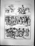 Antique Old Print China Squadron At Gensan Corea Weather Cock Mandarin 1887