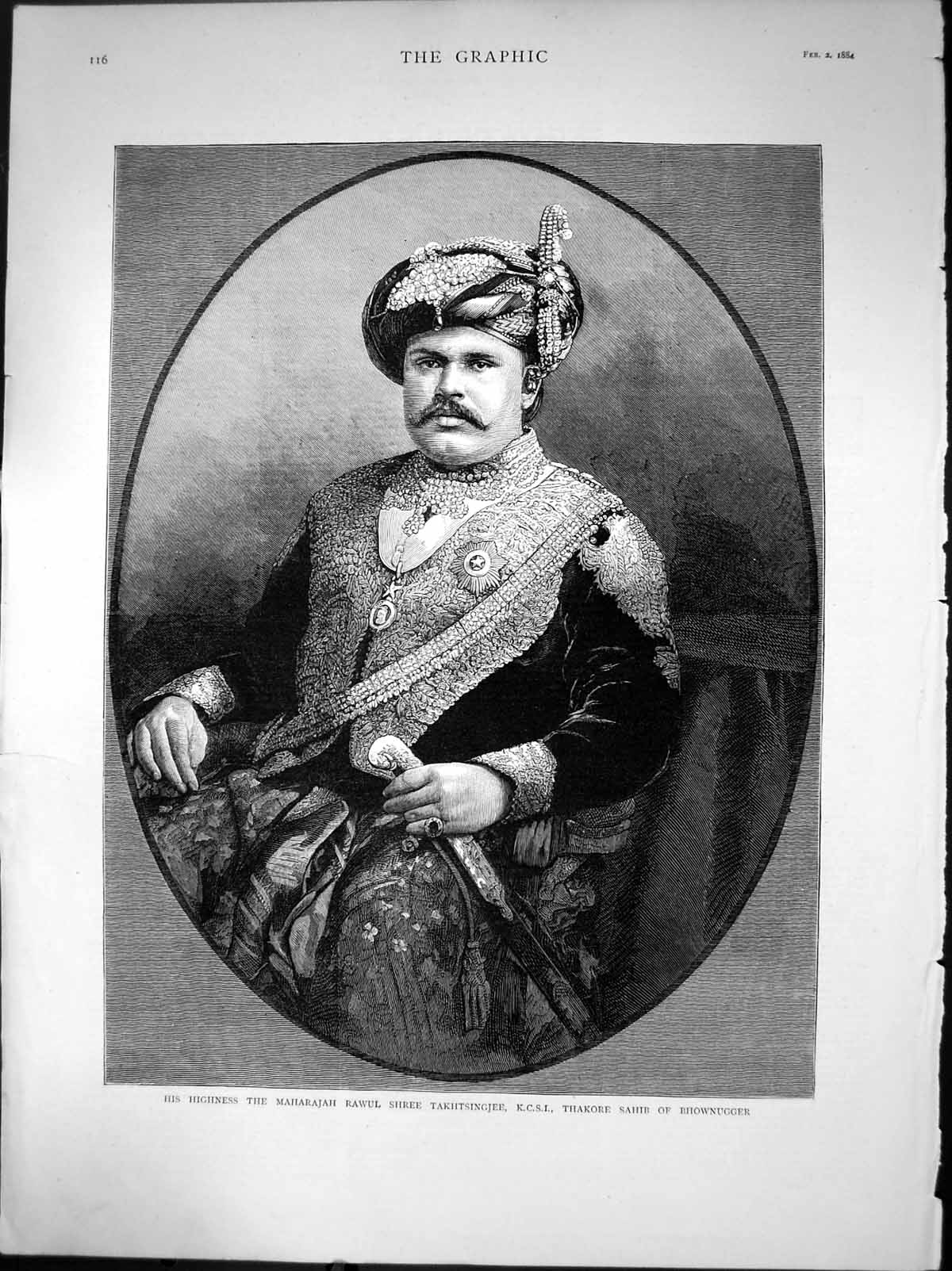 Old His Highness The Maharajah Rawul Shree Takhtsingjee Thakore 1884 Victorian