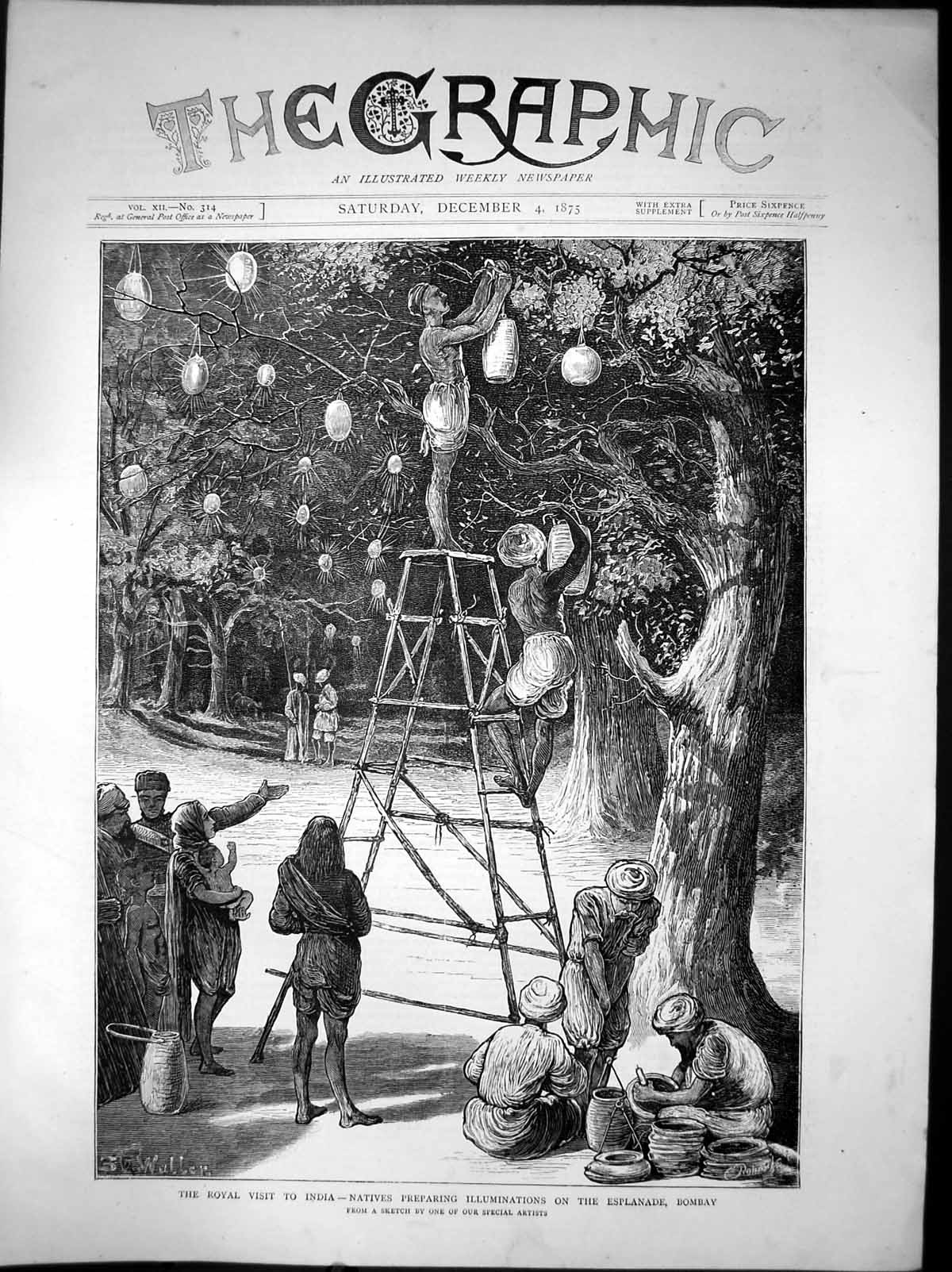 Old Royal Visit To India Natives Illuminations Esplanade Bombay 1875 Victorian