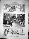 Old Print Royal Visit India Buffalo Fight Prince Wales Baroda Rajah 1875 19th