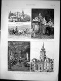 Antique Old Print Prince Wales In Austria-Hungary And Roumania Palace 1888 19th