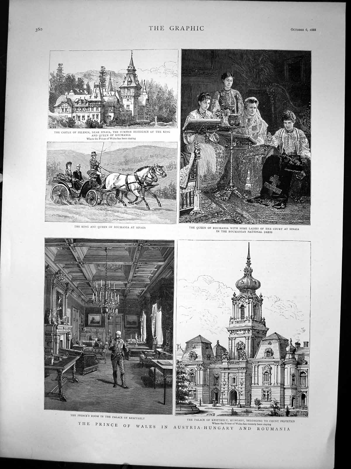 Antique Old Print Prince Wales In Austria-Hungary And Roumania Palace 1888 19th