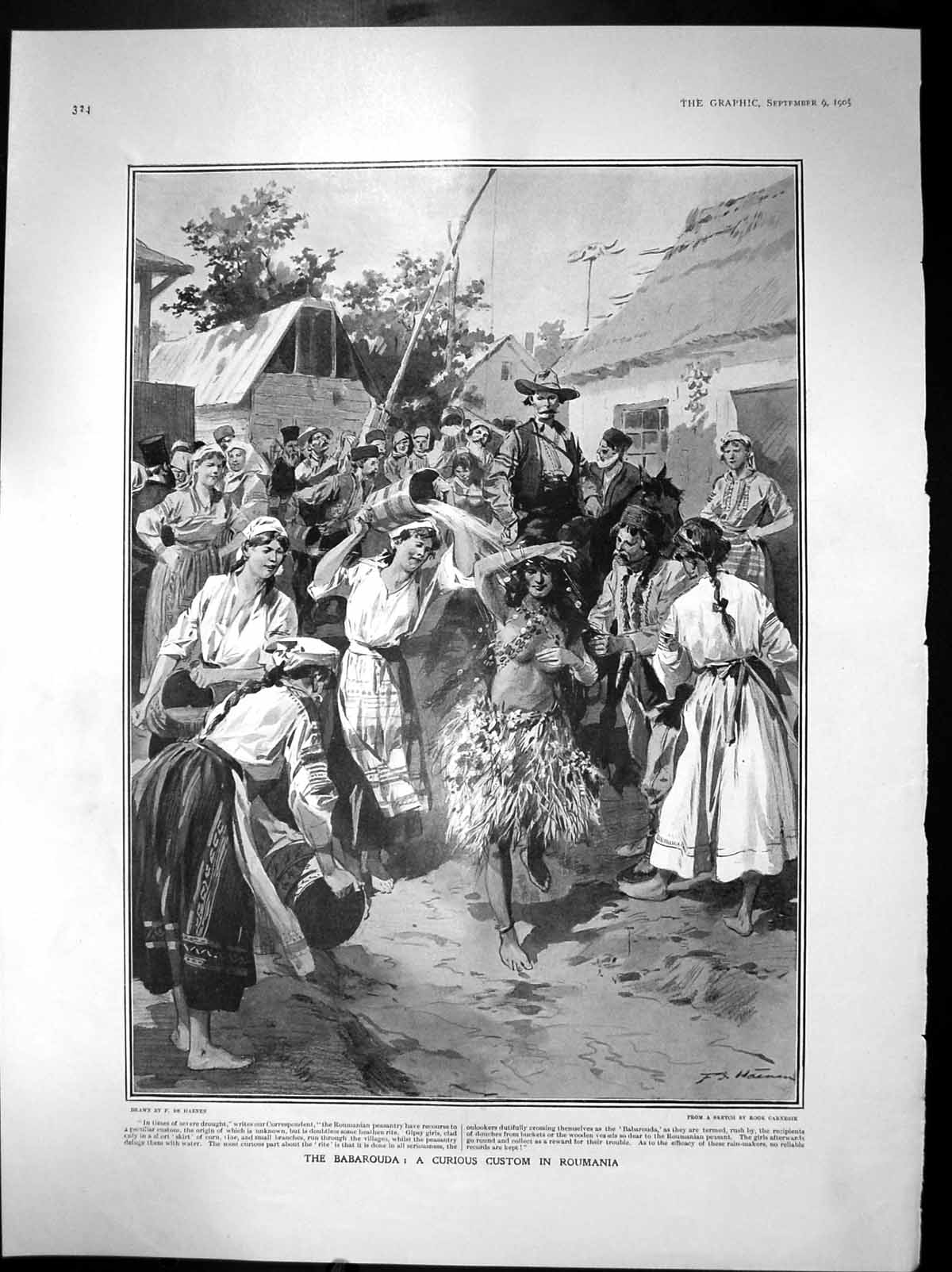 Antique Print The Bararouda A Curious Custom In Roumania Woman Dancing 1905