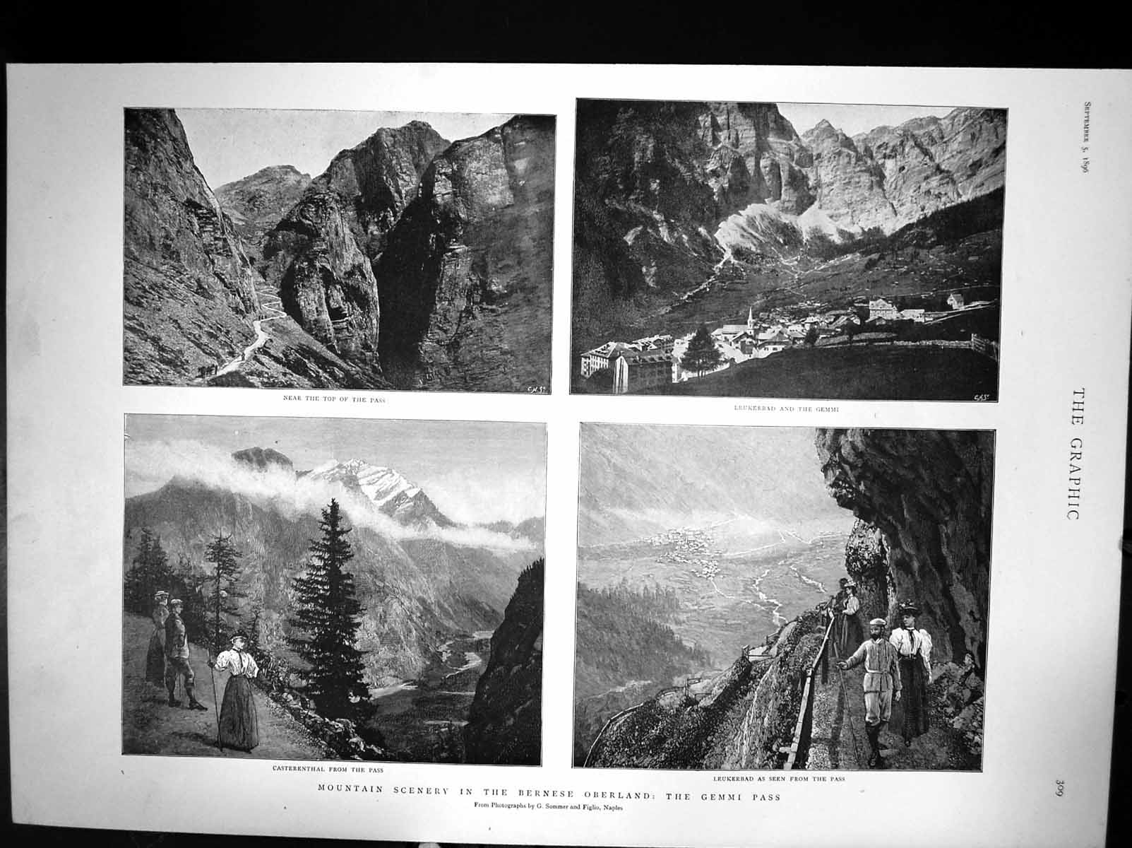 Antique Print Mountain Scenery In The Bernese Oberland The Gemmi Pass 1896 19th