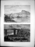 Old Civil War In Spain View Alicante Viana Bridge Railway Crash 1873 Victorian
