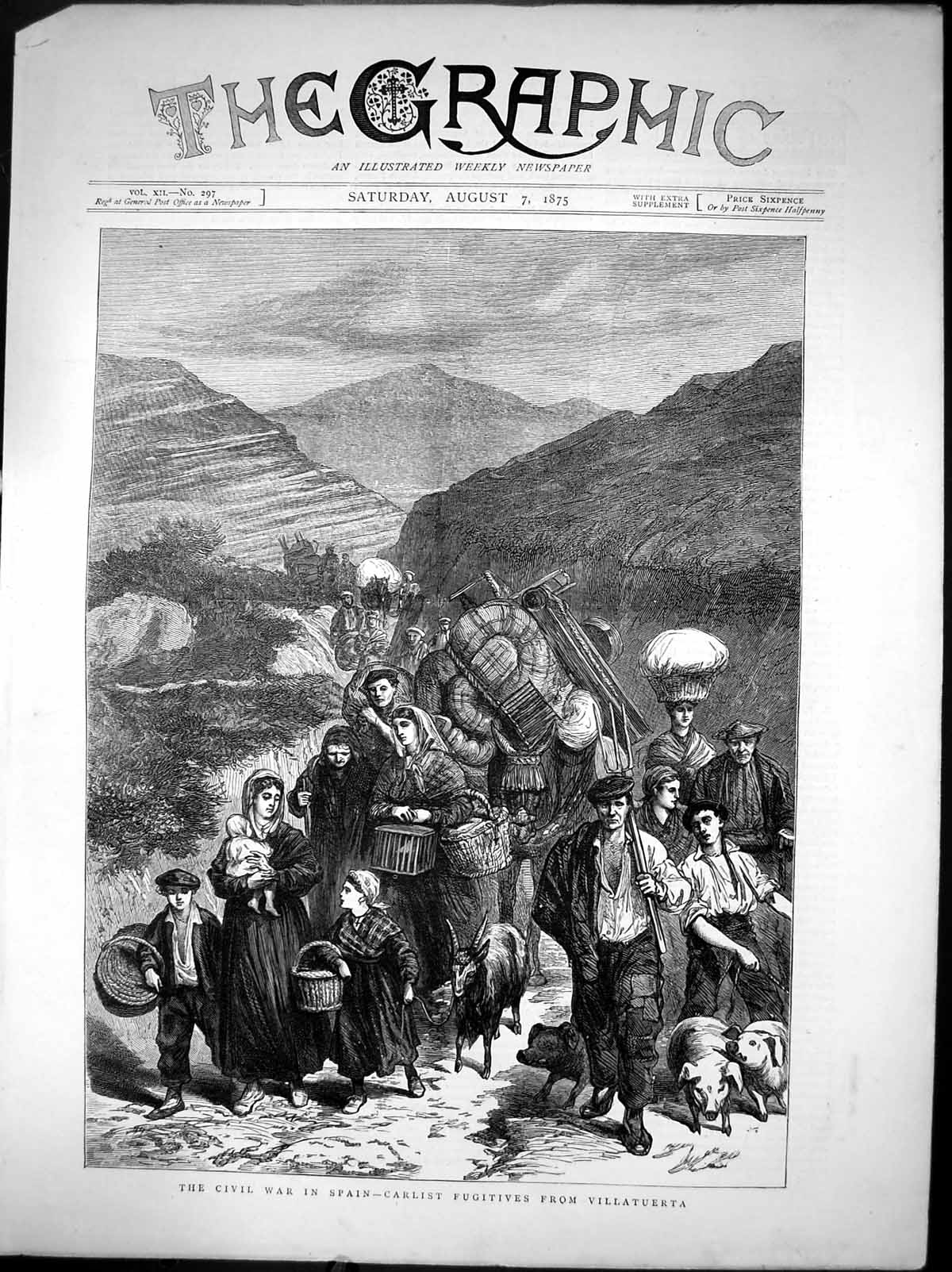 Old Print The Civil War In Spain Carlist Fugitives From Villatuerta 1875 19th
