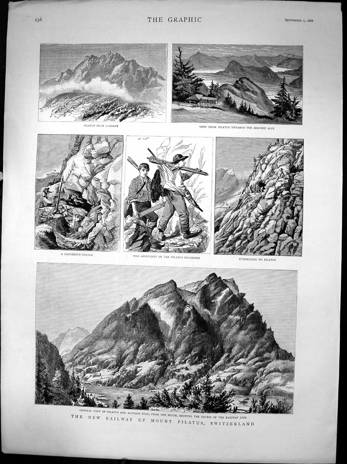 Antique Print New Railway Up Mount Pilatus Switzerland Pilatus Lucerne 1888