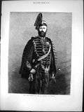Antique Old Print The Late Charles Xv King Sweden And Norway Portrait 1872 19th