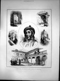 Antique Print Sketches In Spain Gipsy Life In Granada Portrait Castle 1872 19th