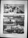 Antique Old Print Rebellion In Burma Frontier Police Prisoners Irrawaddy 1886