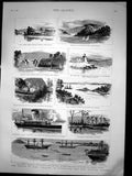 Antique Old Print Cruise Hms Nelson In Australian And New Zealand Waters 1886