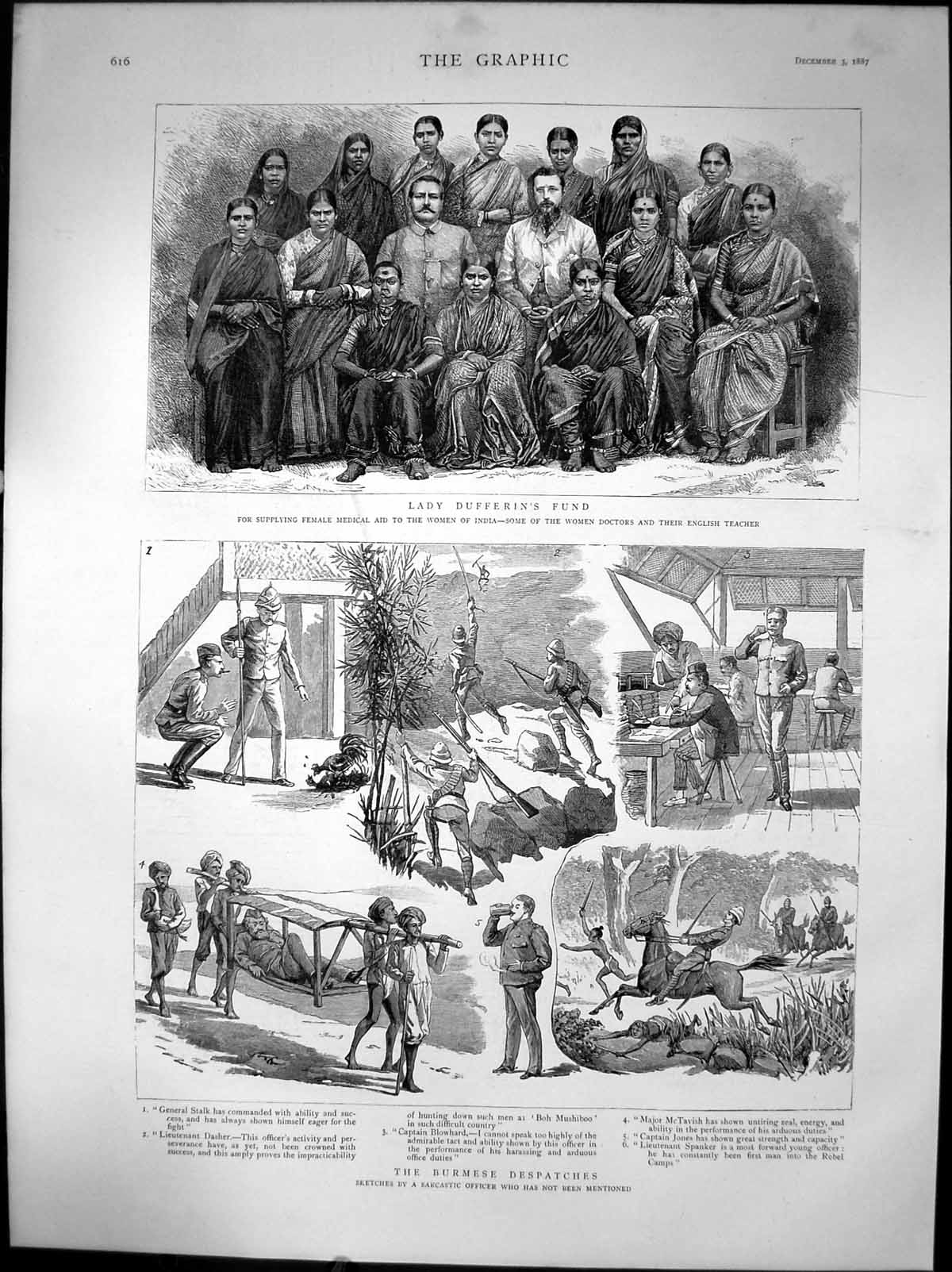 Antique Print Burmese Despatches Lady Dufferins Fund Medical Aid India 1887