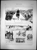 Antique Old Print Ashantee War 79Th Highlanders Leaving England Parade 1873