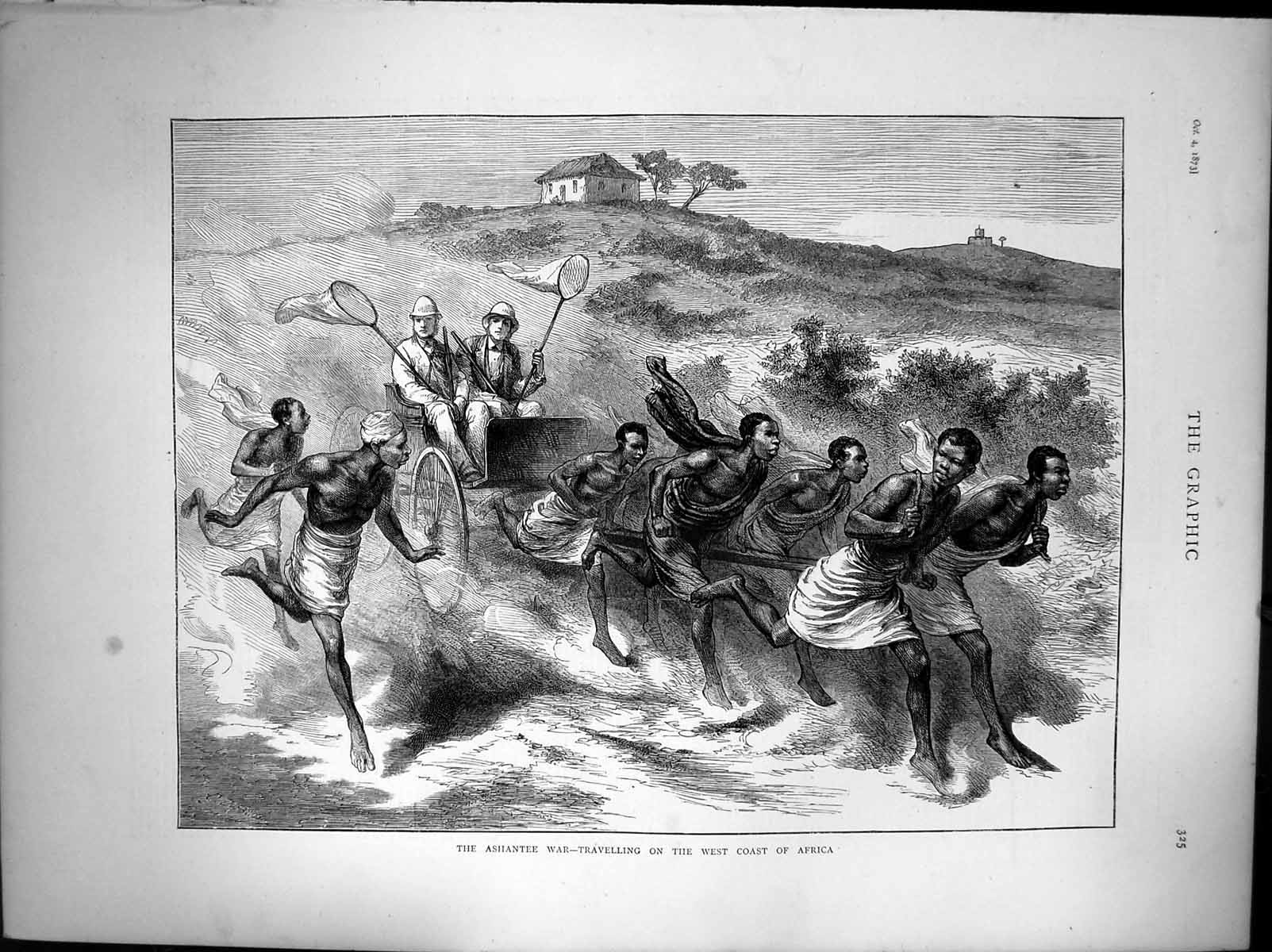 Old Antique Print Ashantee War Travelling On The West Coast Africa 1873 19th