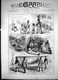 Antique Old Print Ashwantee War Sketches A Native Ladies School Wounded 1874