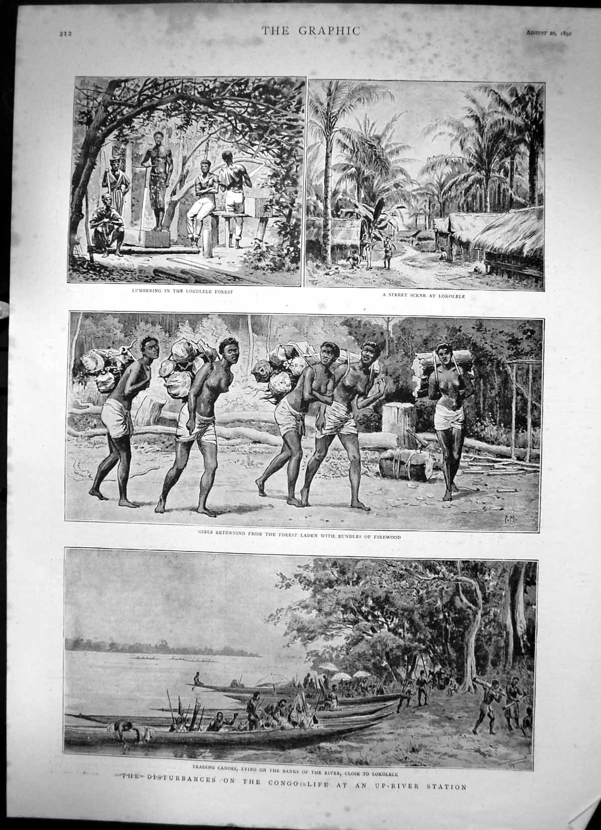 Old Print The Disturbances On The Congo Life At An Up River Station 1892 19th