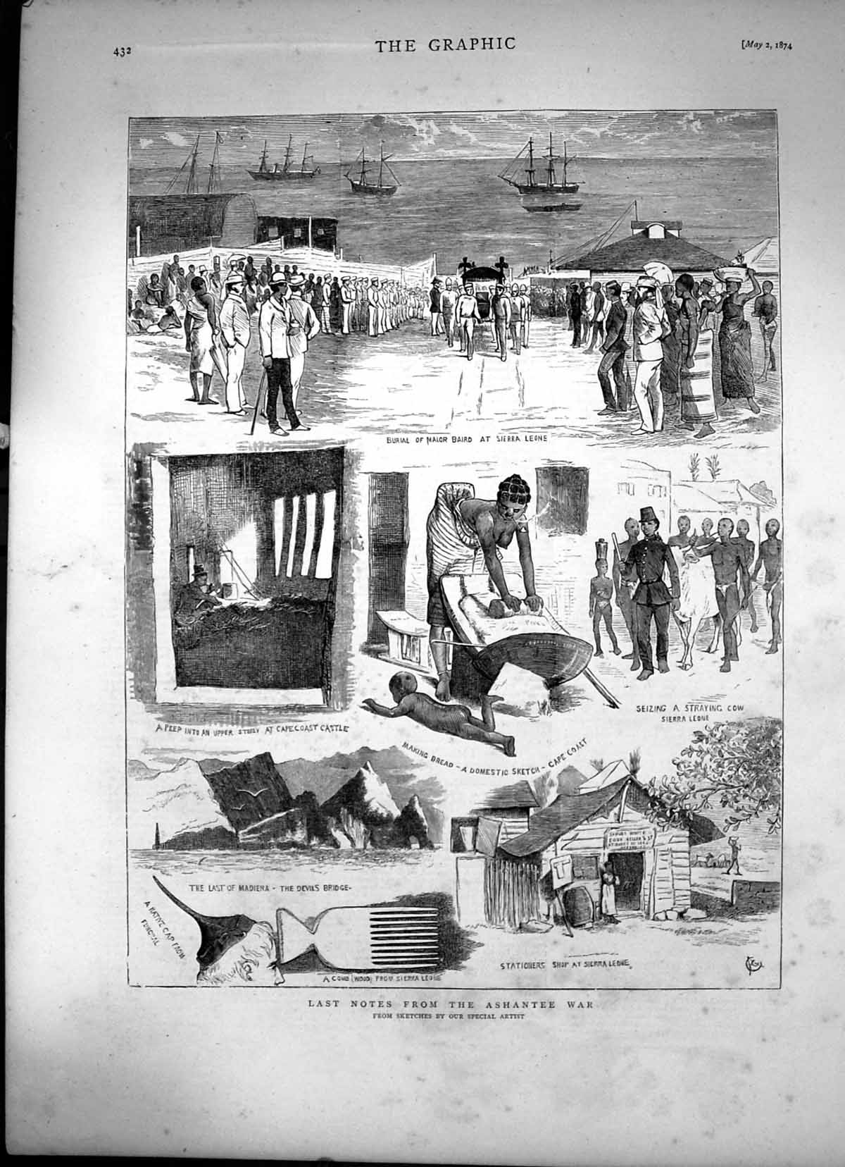 Antique Print Last Notes From The Ashantee War Sketches Special Artist 1874